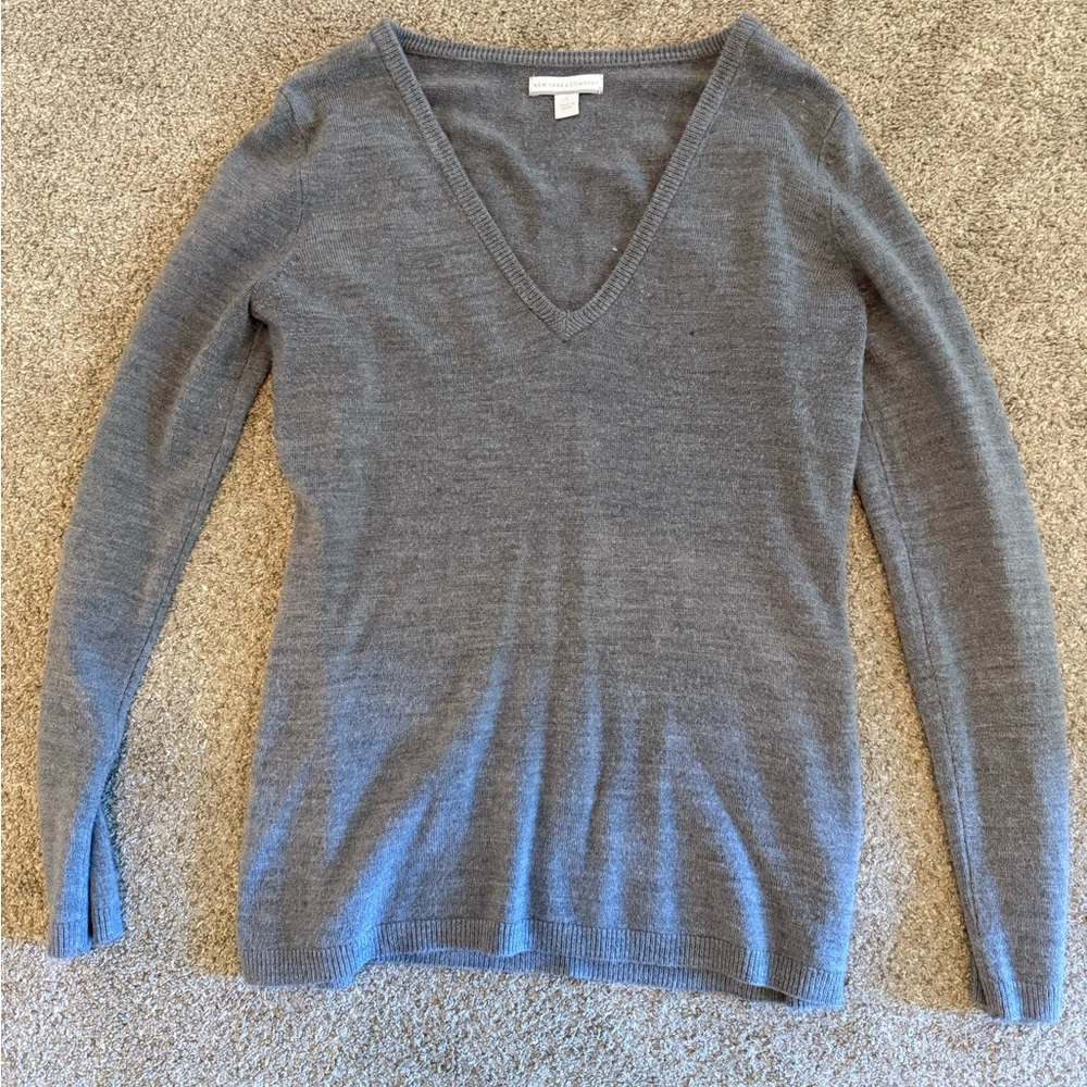 New York & Company Charcoal Knit Top